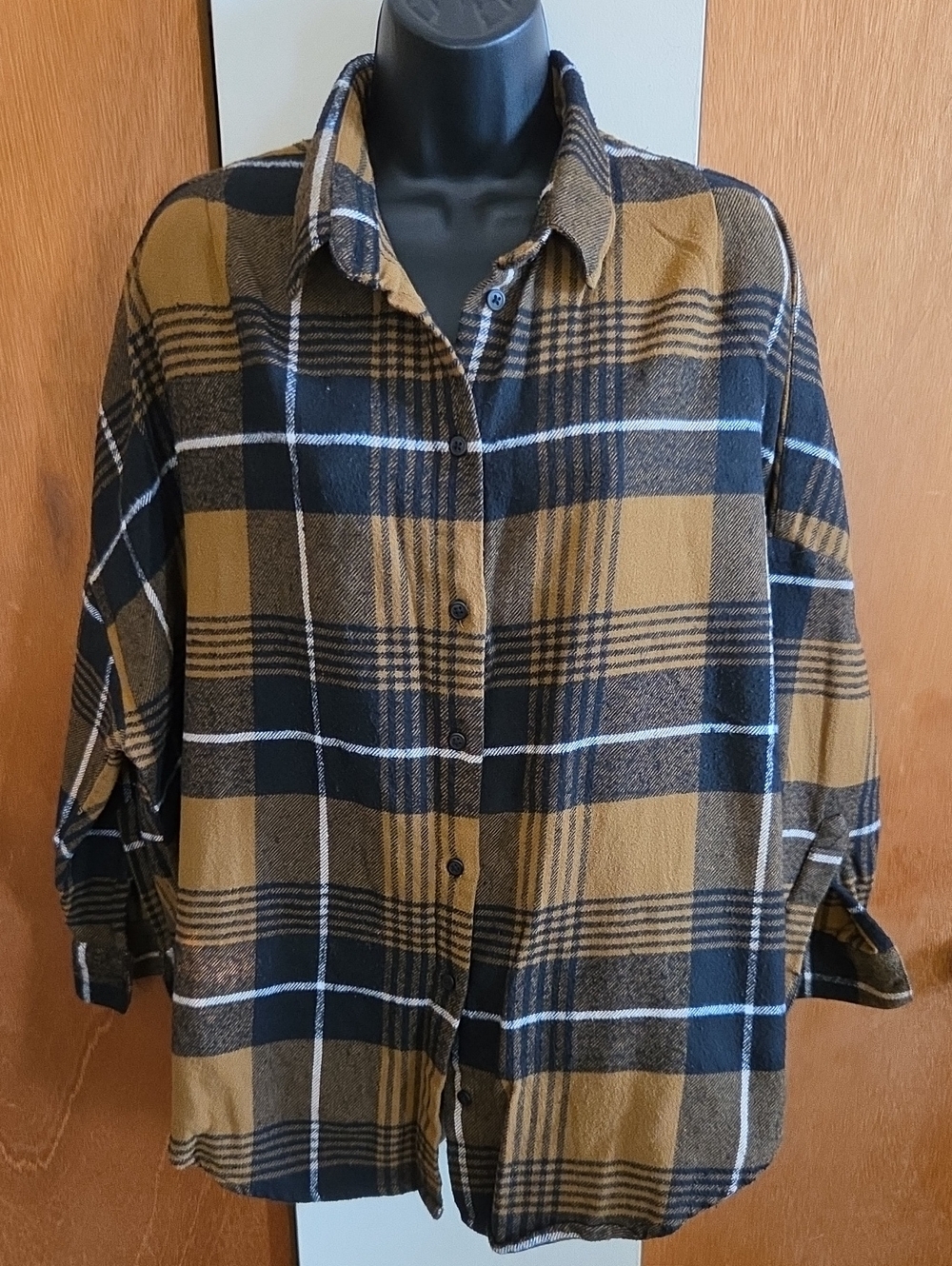 Plaid Flannel Button-Up Shirt